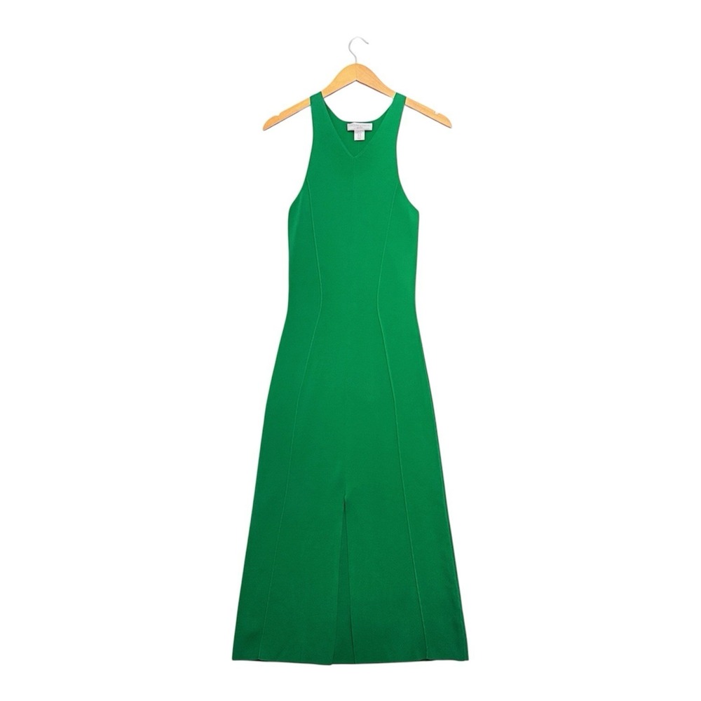 Caroline Constas V-Neck Sleeveless Midi Dress Kelly Green Sleeveless Size XS